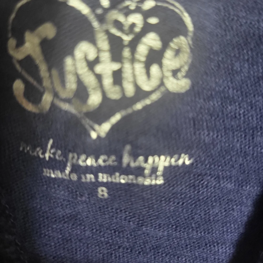 Justice 2 tops blue with purple dots blue tee girls S  #1706